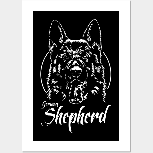 German Shepherd dog portrait Wall Art by wilsigns